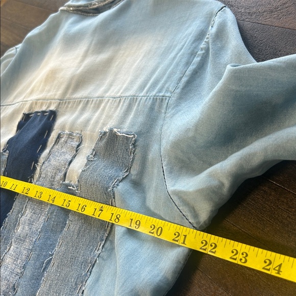Venti6 Embellished Chambray Button Down Long Sleeved Shirt Dress - Picture 12 of 13
